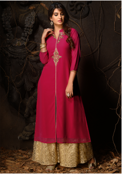 Dark Pink Color Designer Georgette Kurti